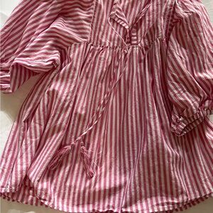 Philosophy Pink and White Striped Top